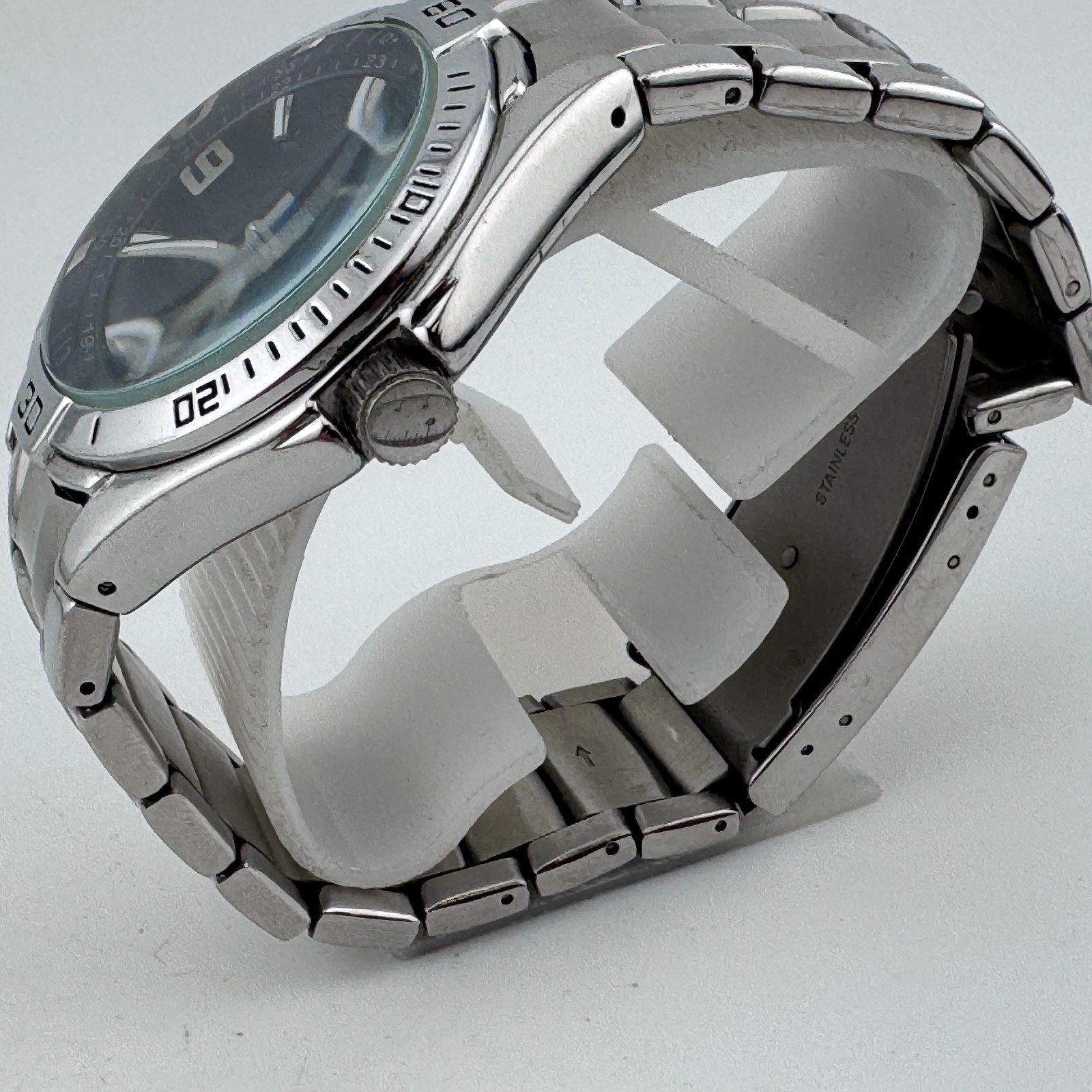 Remix USAA Quartz Watch Men 30m Silver Steel Blue Fixed Bezel New Battery 7.75″