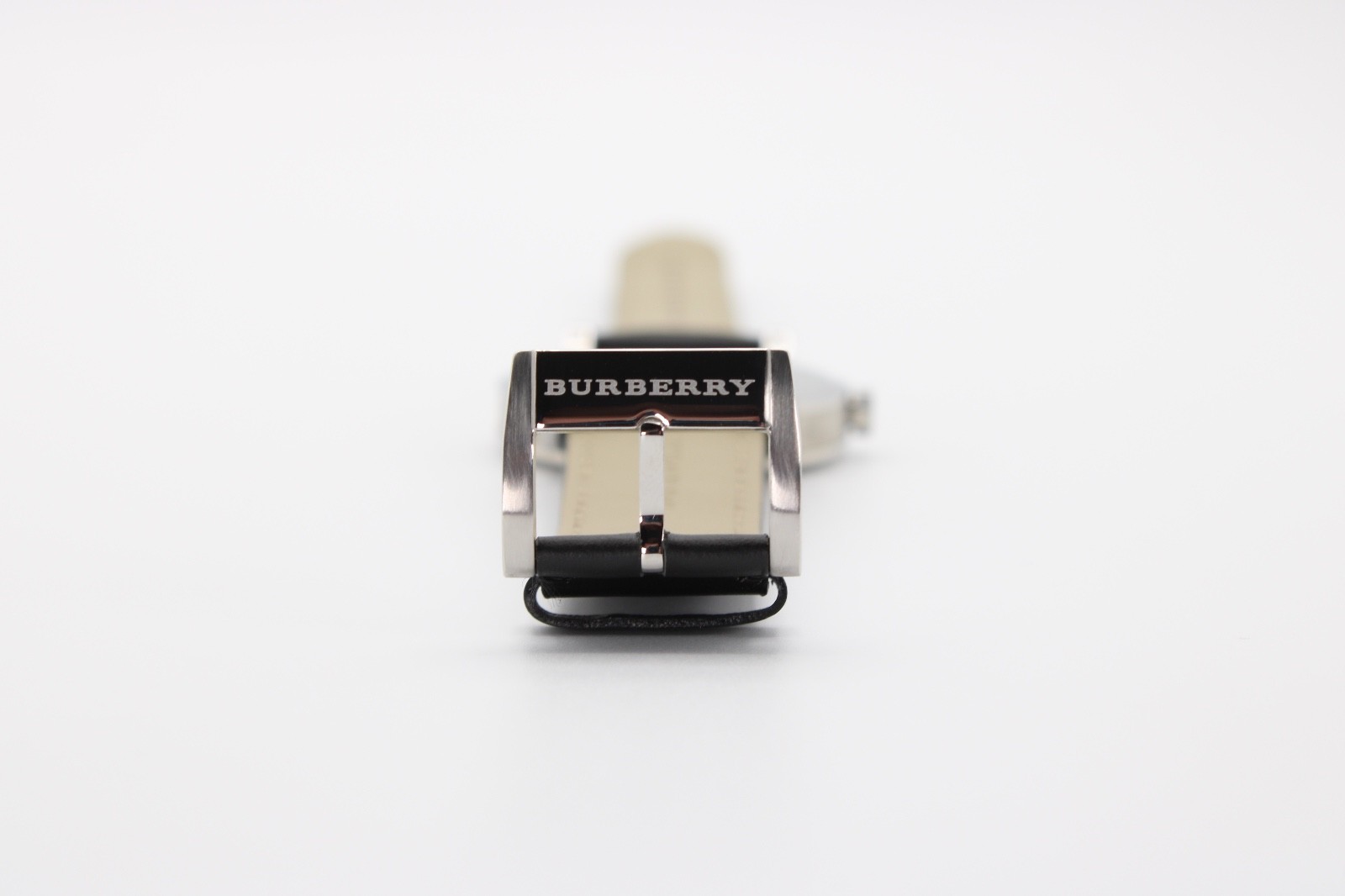 BURBERRY The City 38mmBU9008 Silver Dial Black Leather Strap