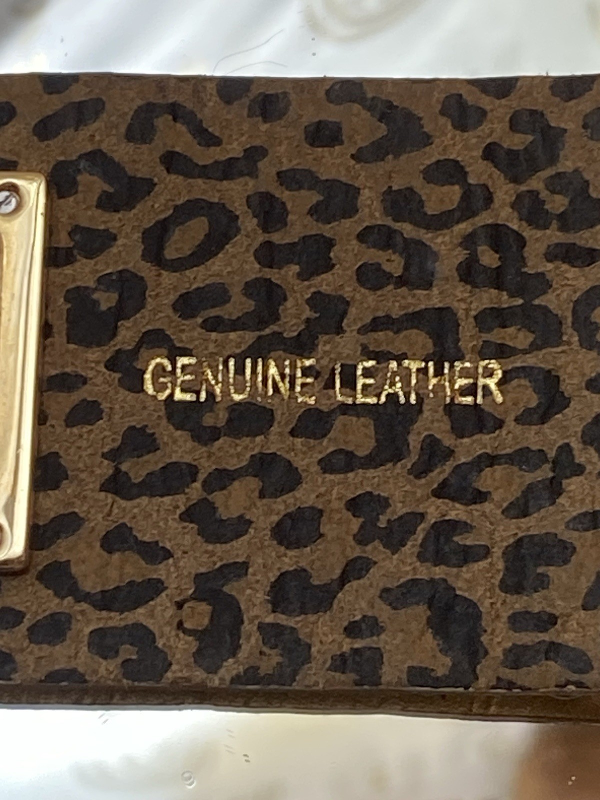 VintageBetsey Johnson Leopard Wrap Leather Cuff Watch Quartz Gold-Tone Roman