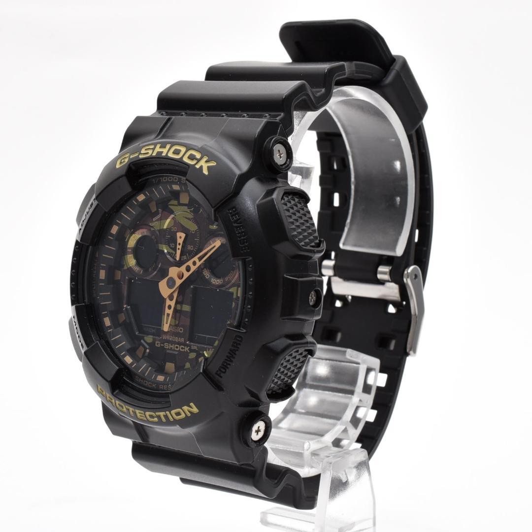 CASIO G-SHOCK GA-100CF Black Gold Camo Watch Used