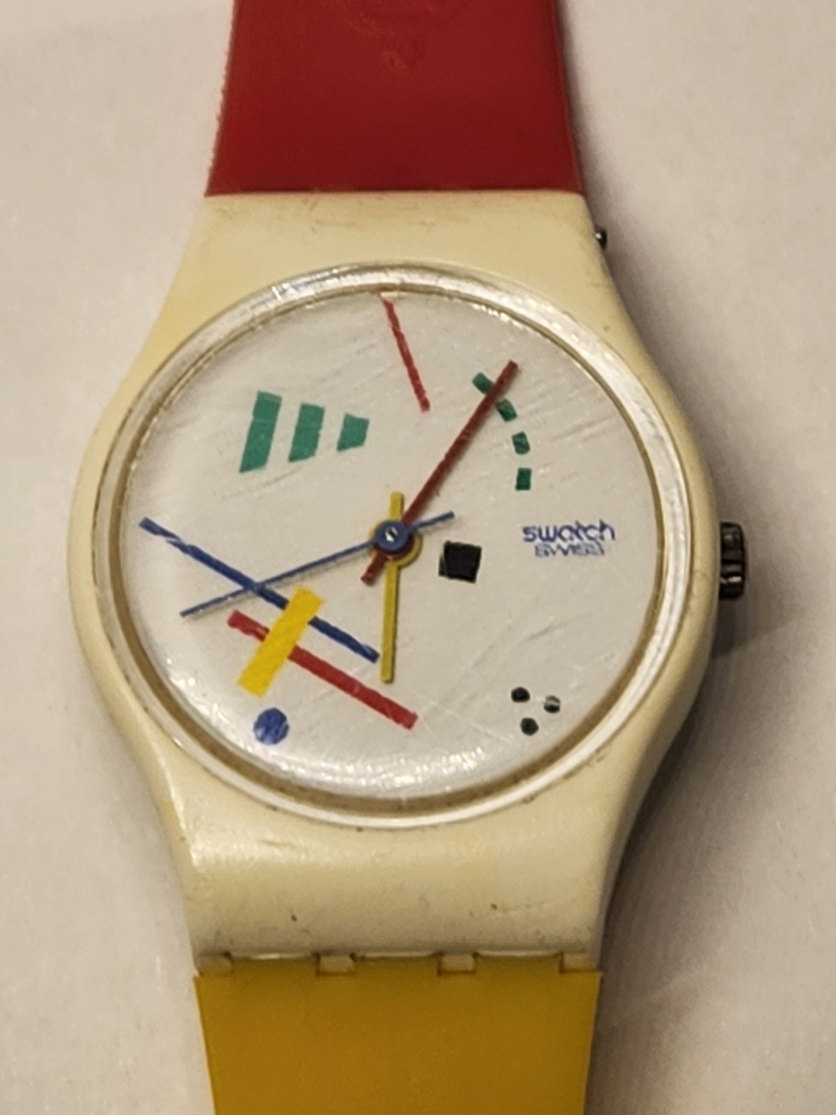 Vintage Swatch Watch Vasily model (LW111) 80s Style Geometric Vtg