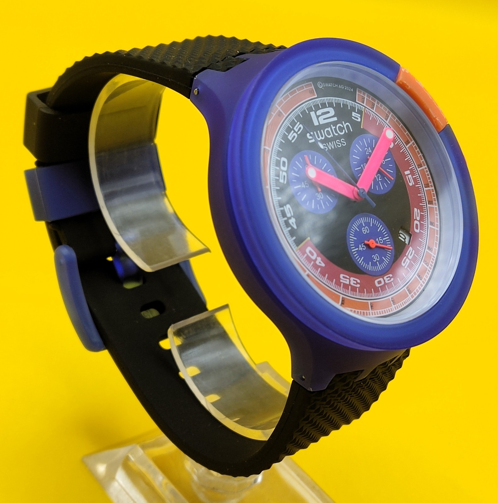 #Refurbished Swatch Swiss Chronograph Black Dial Analog Men’s Wrist Watch