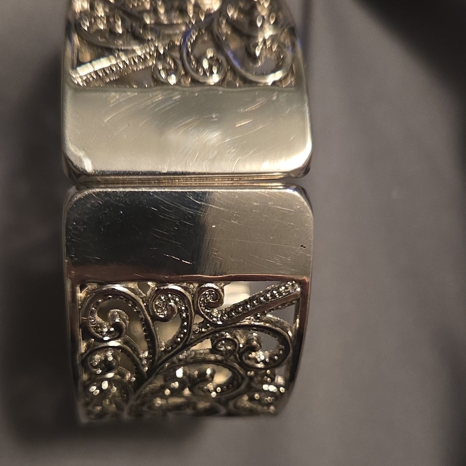 Vivani Women’s Quartz Analog Rectangle Watch White Dial Silver Filigree Bracelet