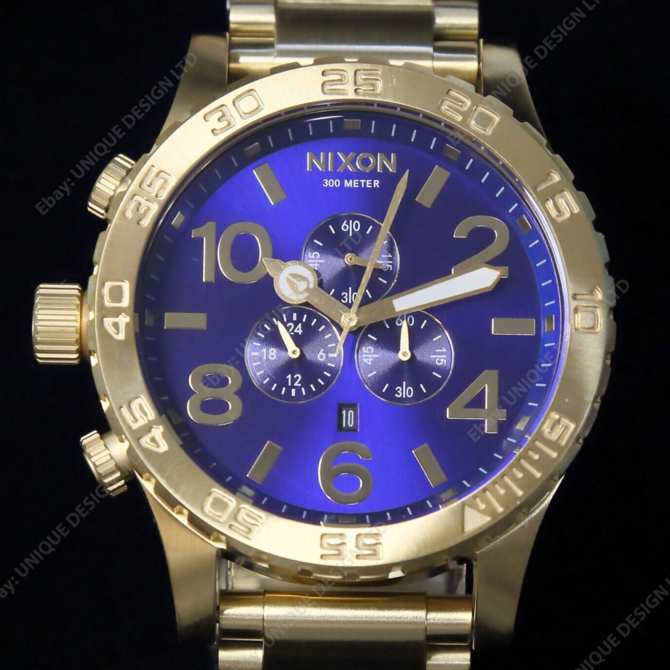 US NEW Authentic NIXON 51-30 Chrono GOLD BLUE SUNRAY Watch A0832735 MENS GIFT!
