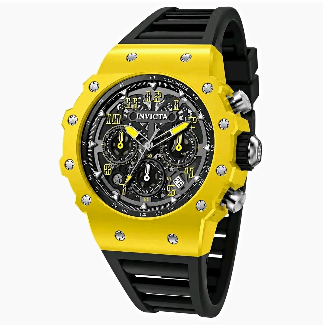 Invicta Bolt Men’s Quartz Chronograph Watch, 52mm, 100m, Gold Case, Black