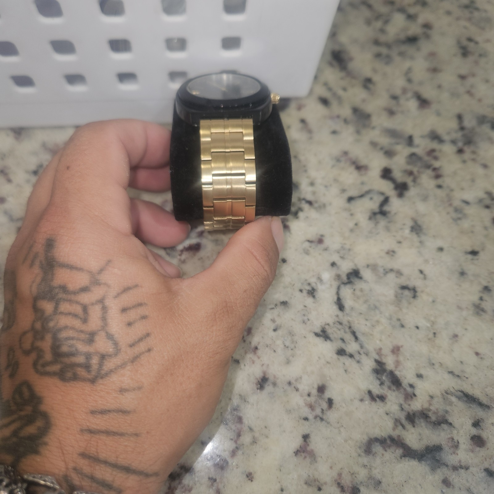 Nixon Time Teller Black Dial Black Case Gold Tone SS Bracelet Quartz Watch