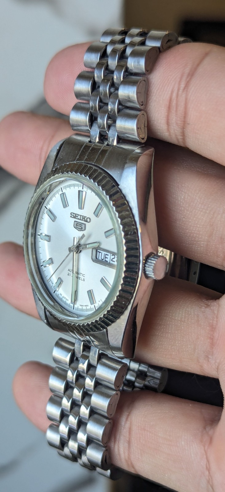 Vintage Seiko 5 Automatic 7S26 White Dial Day Date Men’s Japan Watch
