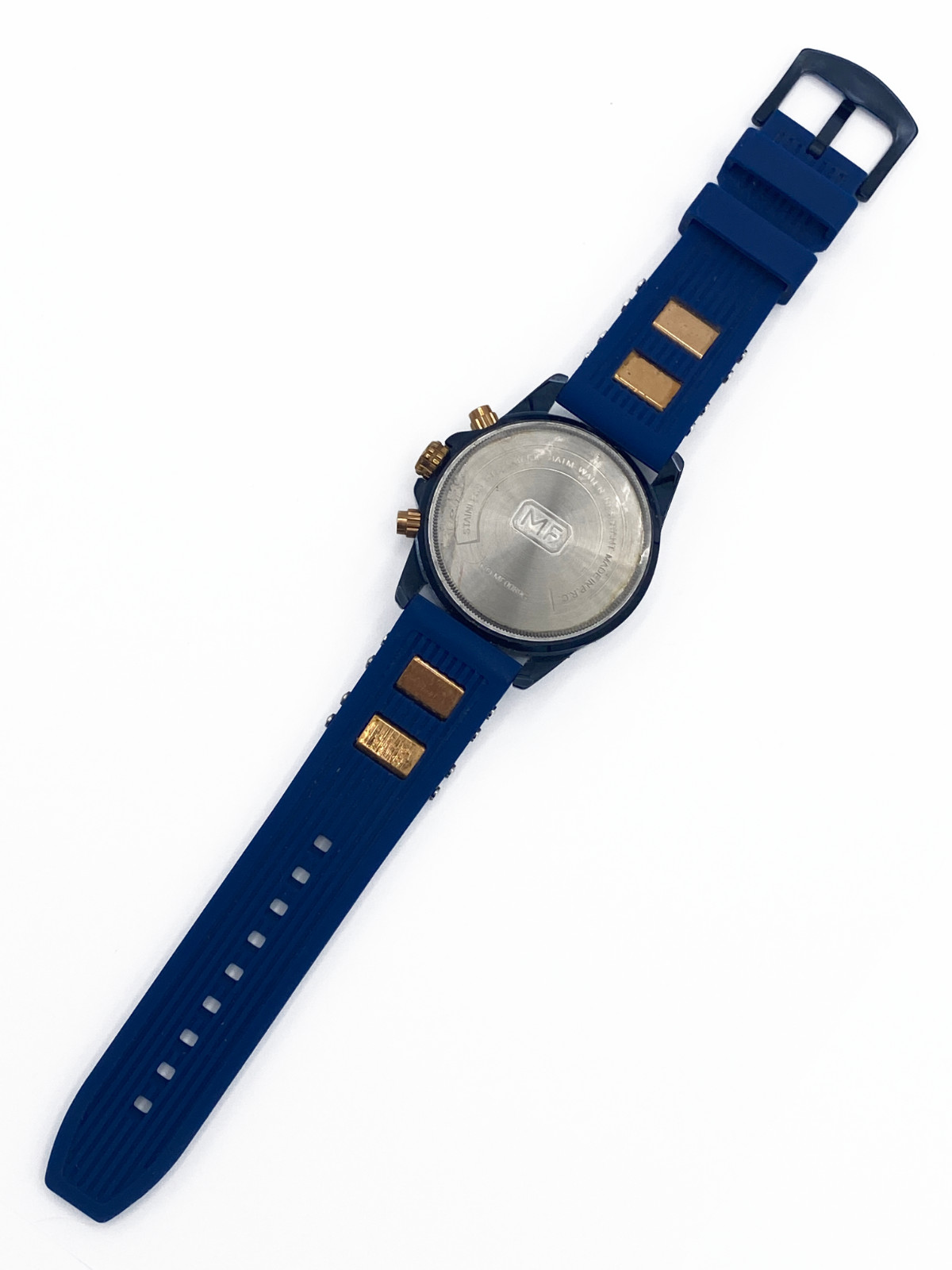 Mini Focus Steel Chronograph Calendar Watch Blue/Gold MF0089G 46mm Used Untested