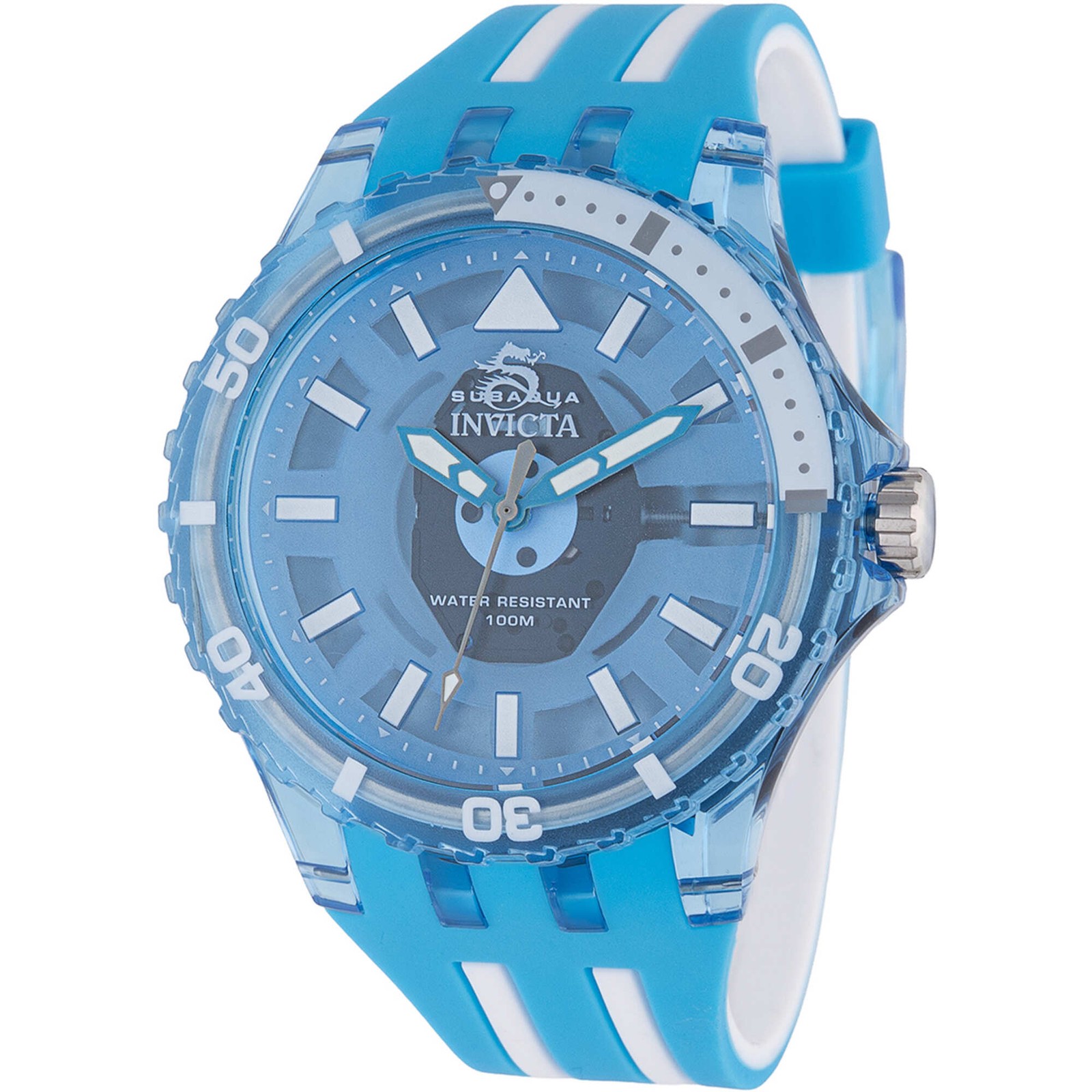 Invicta Men’s Watch Subaqua Quartz Blue and White Silicone Rubber Strap 69449
