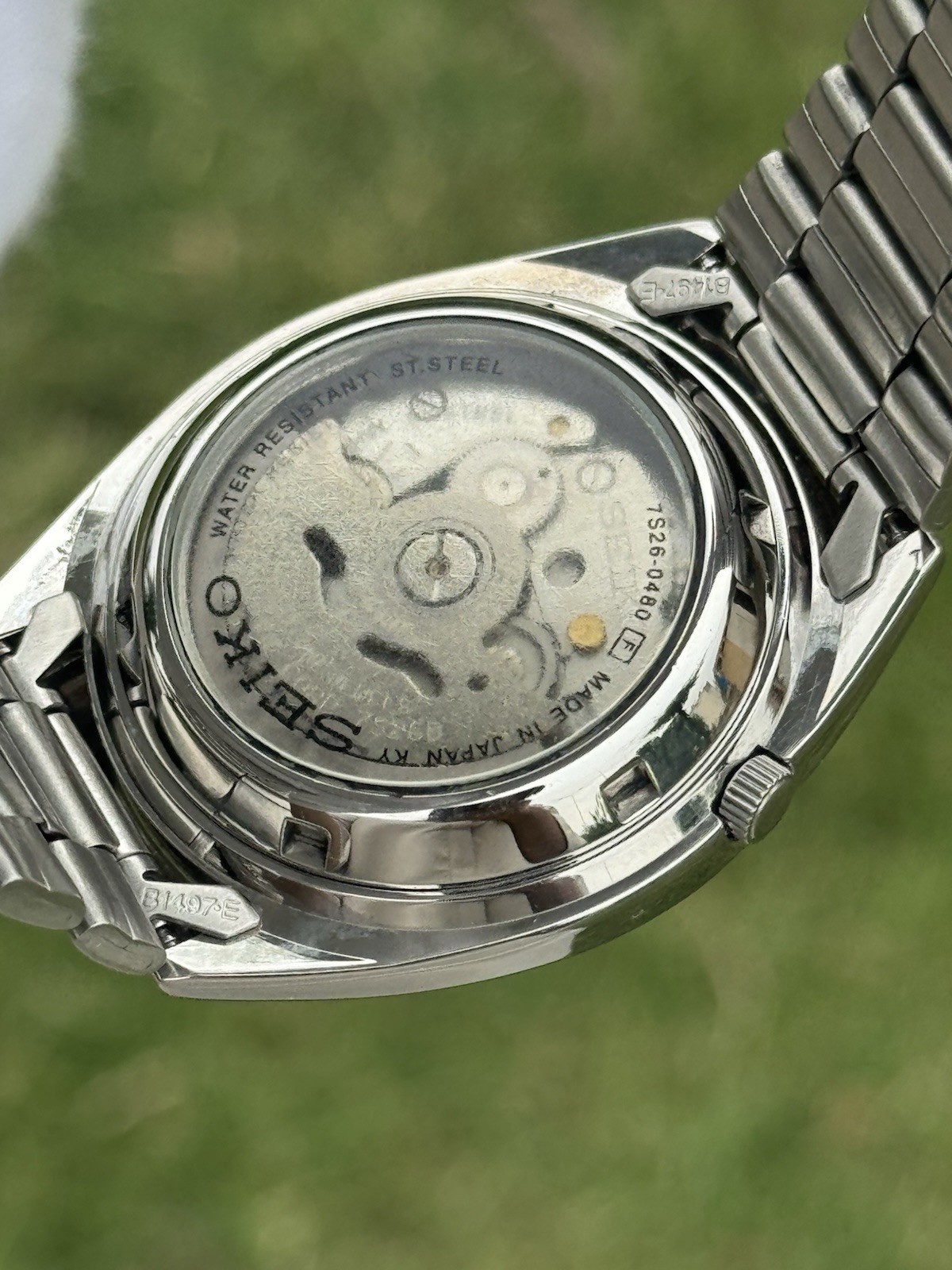 Vintage Seiko 5 Automatic 7S26 Mens Wrist Watch White Dial Day Date Japan 21J