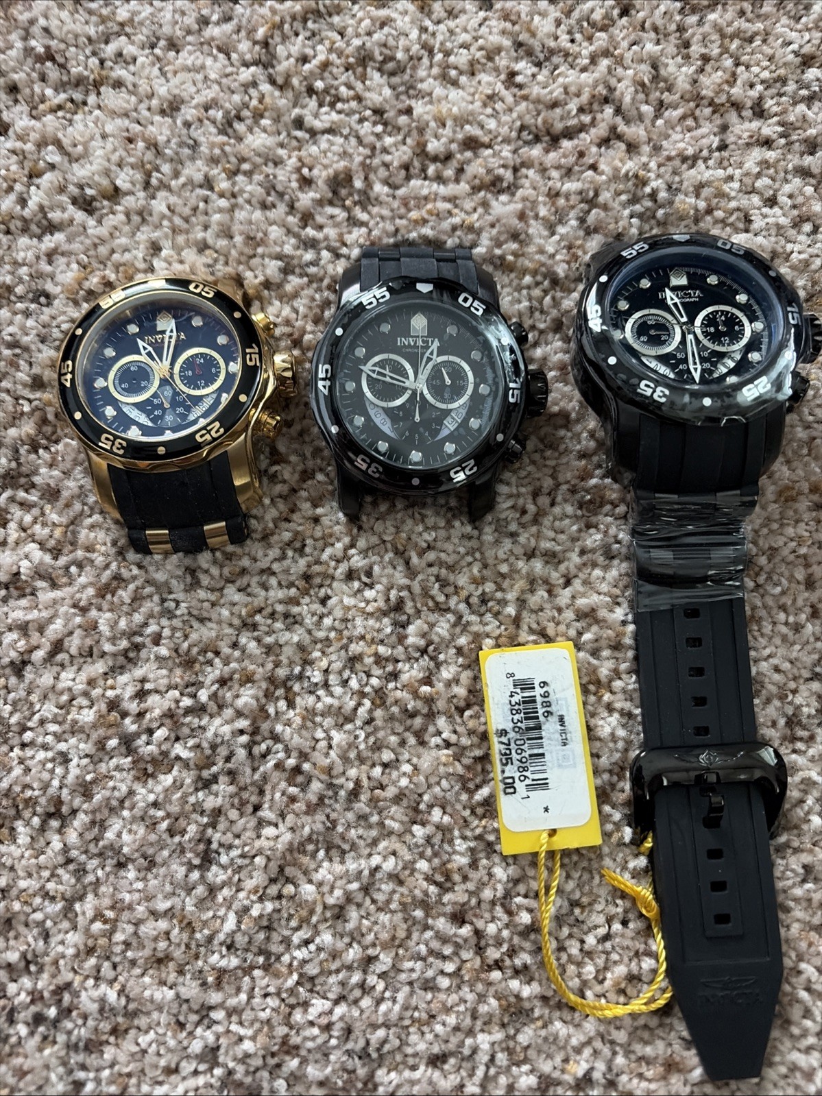 3 Invicta Pro Diver Watch 6981 & 6986 for Parts or Repair No Bands