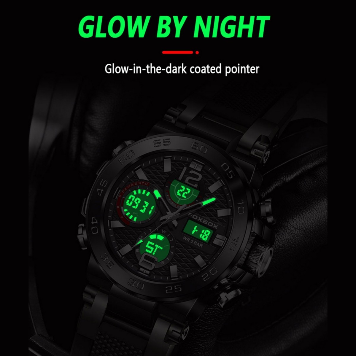 Men’s Watch Big Dial Quartz Digital Analog Luminous Waterproof Sports Wristwatch