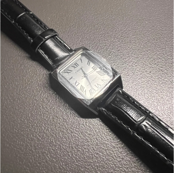 Casio LTP-V007L-7B1 Classic Square Tank Watch Roman Numerals Silver Leather