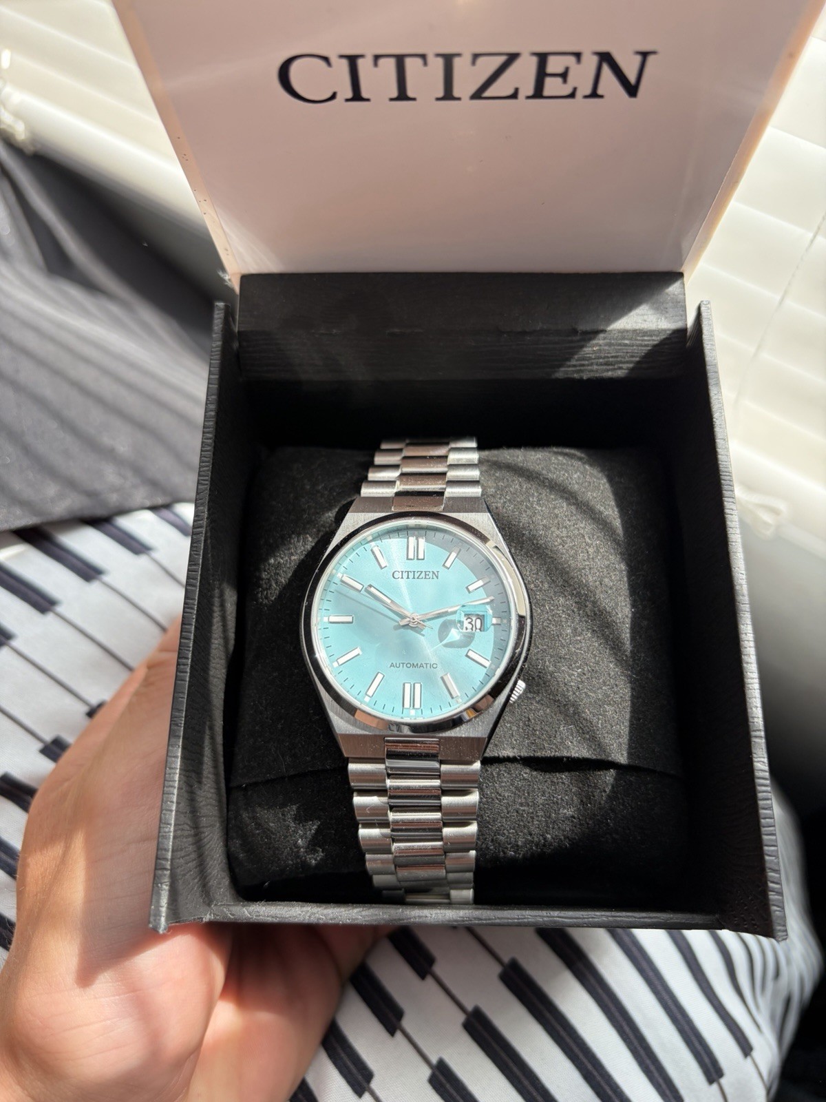 Citizen Tsuyosa 40mm Automatic Teal Dial Silver Steel Bracelet Date Box