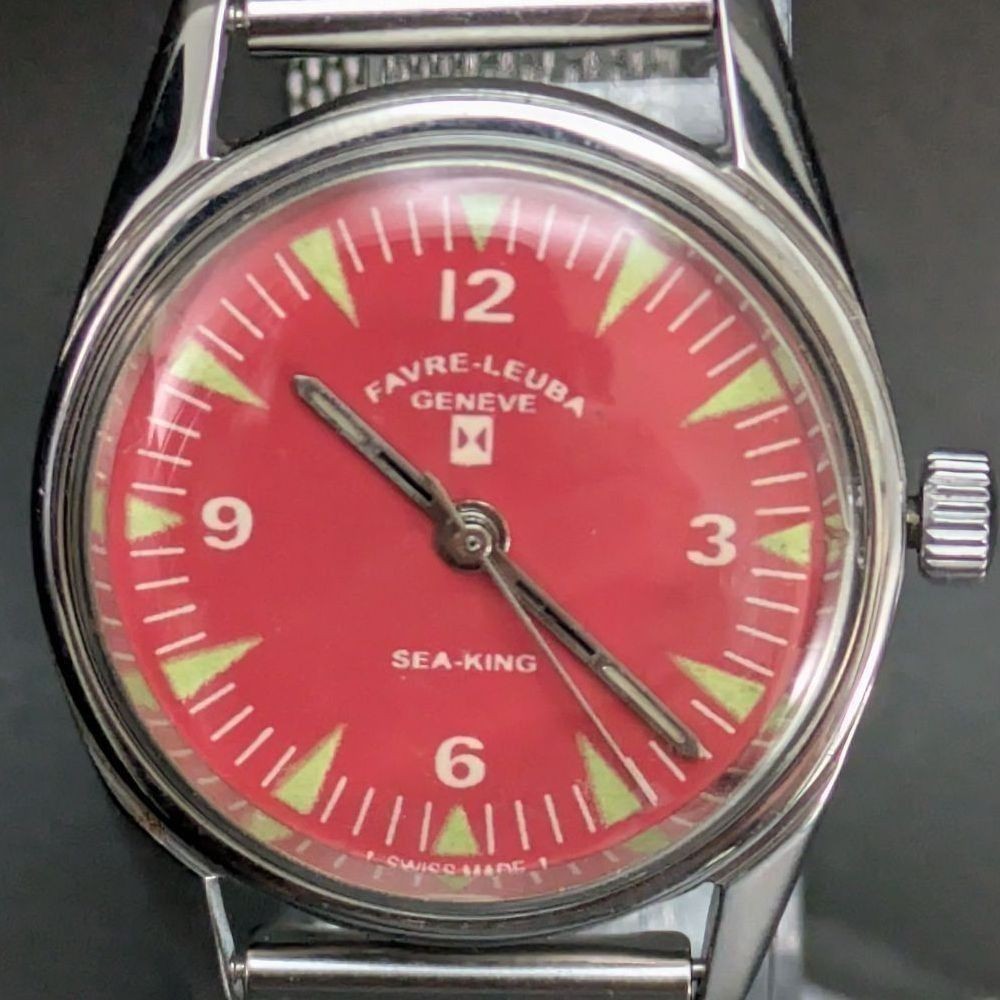 Favre-Leuba Sea King Manual Wind Red Dial Vintage Men’s Watch Swiss Made