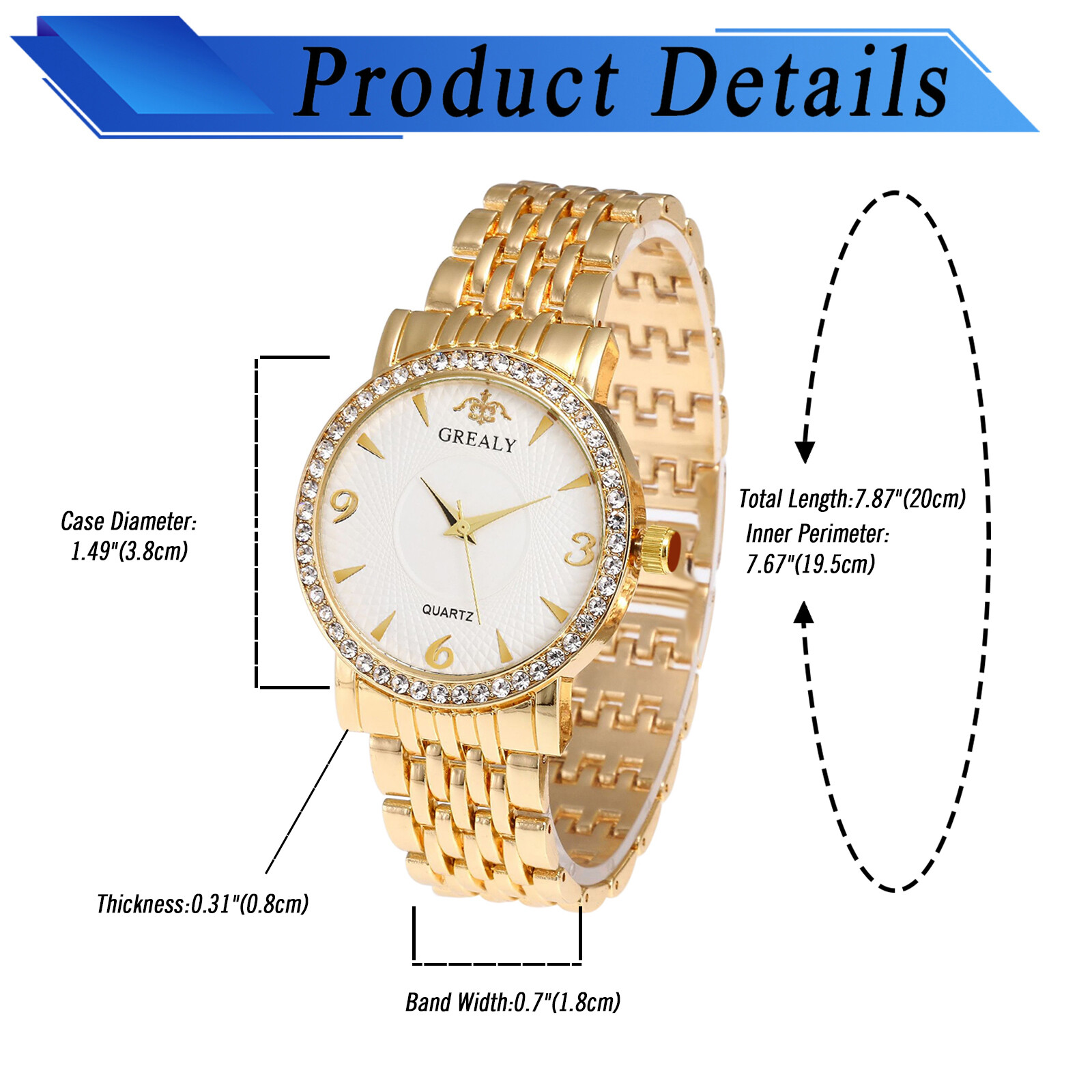 Couple Men Women Luxury Simple Cubic Zirconia Quartz Wrist Watch Stainless Steel