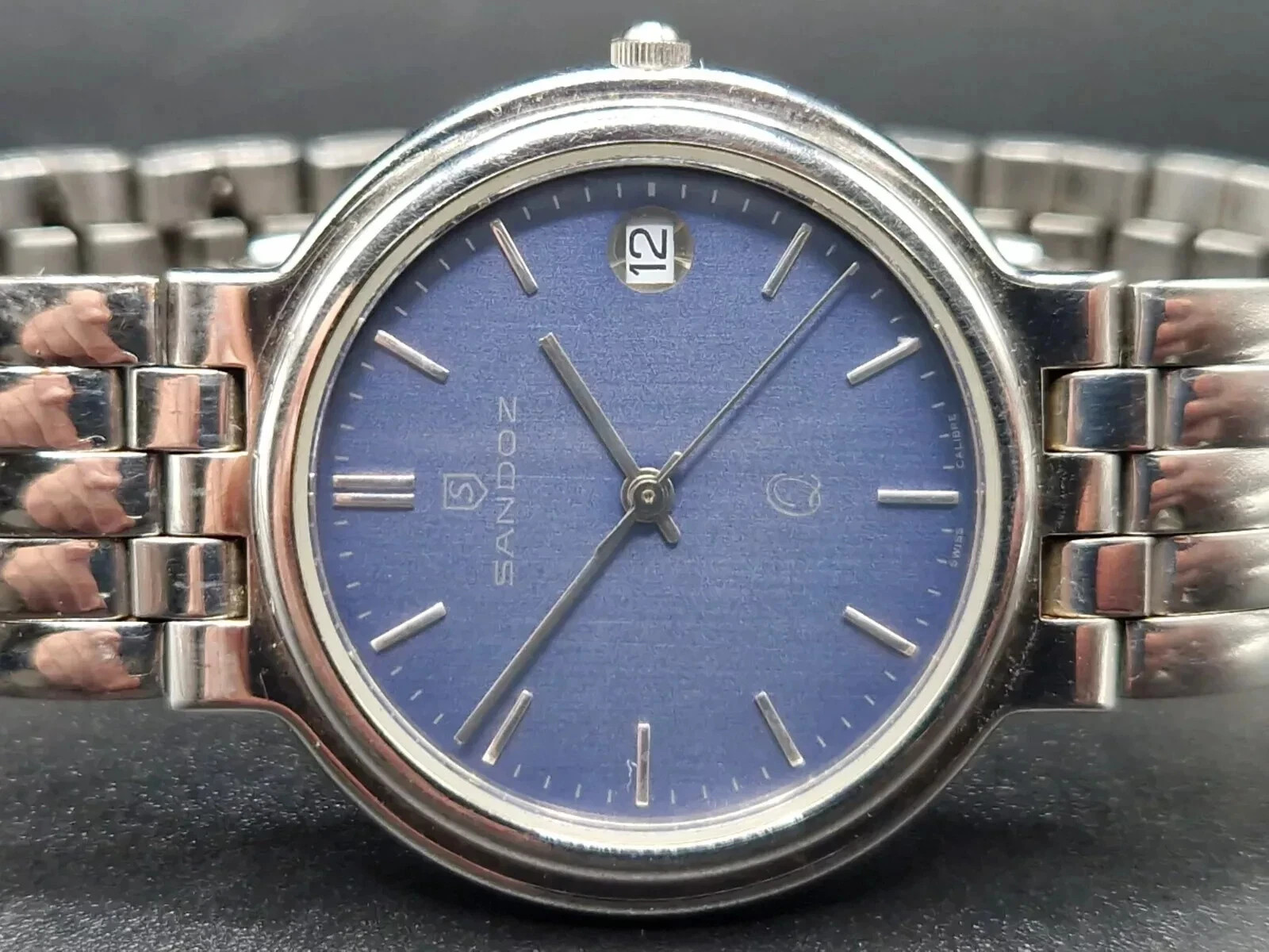 SANDOZ Mens Quartz Watch Mens 32mm 1183-Z Swiss Calibre, Stainless Steel, Date