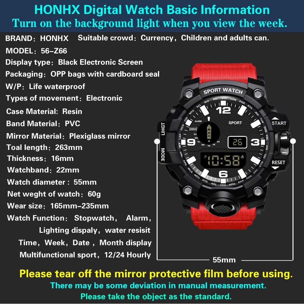 Men’s Watch Waterproof Electronic Watch Luminous Waterproof Sports Wristwatch