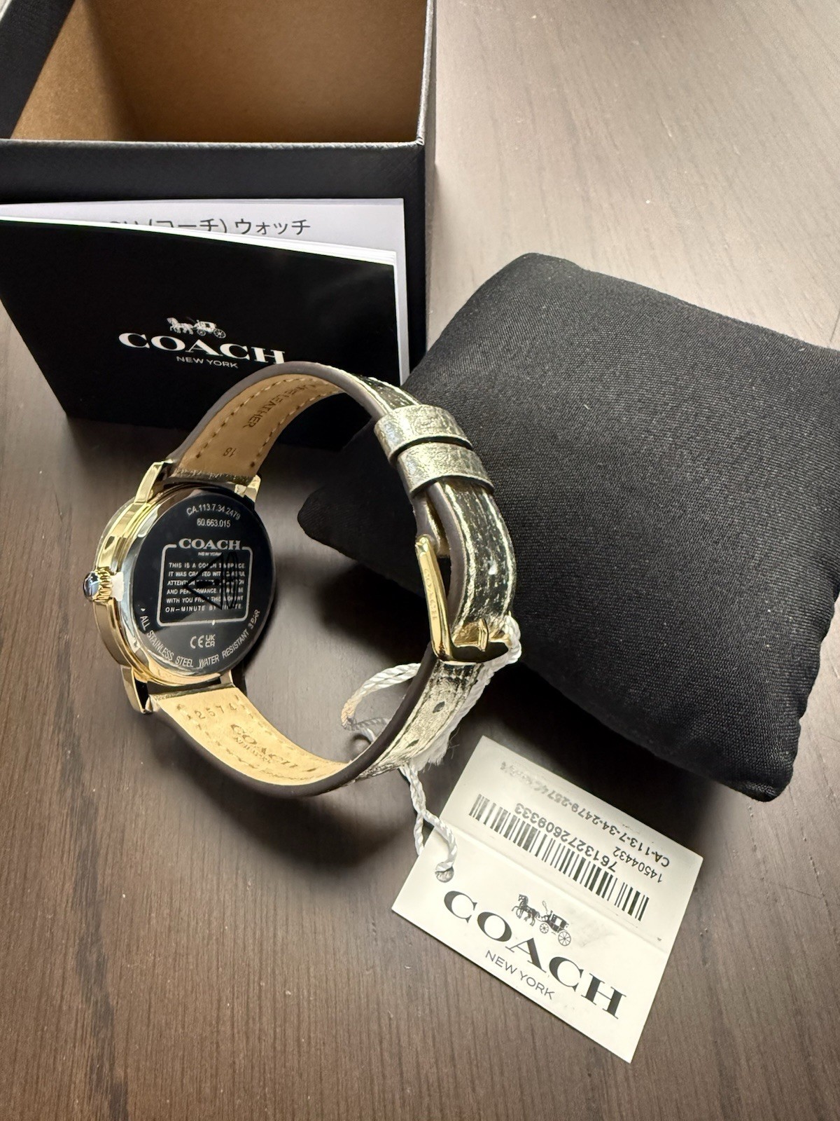 Coach Grand woman’s Watch Gold Logo Dial Leather Strap 36mm Brand New