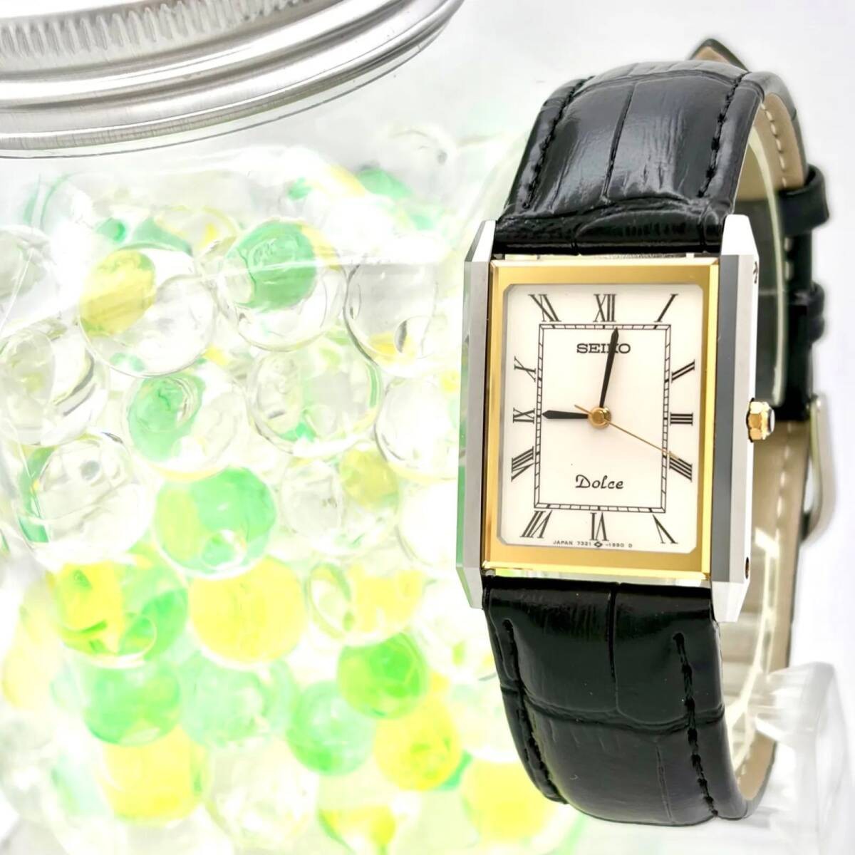 New Battery SEIKO Dolce Men’s Rectangular Roman Watch 7321 6170 890245 New Belt