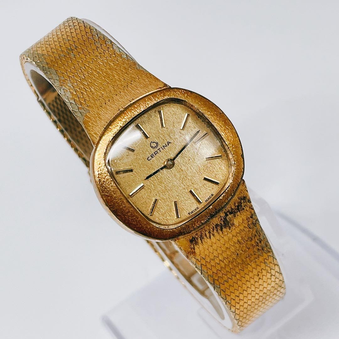 Certina vintage square manual wind gold ladies wristwatch Japan 071118