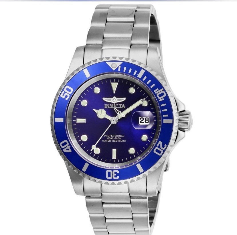 Invicta Pro Diver Men’s Watch – Blue Dial & Stainless Steel Bracelet 40mm