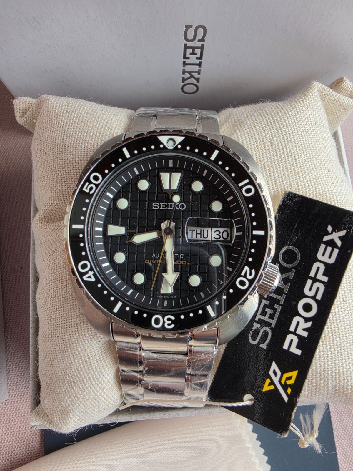 SEIKO ProspeX SRPE03K1 King Turtle Watch Automatic Diver Watch Steel Black NOS