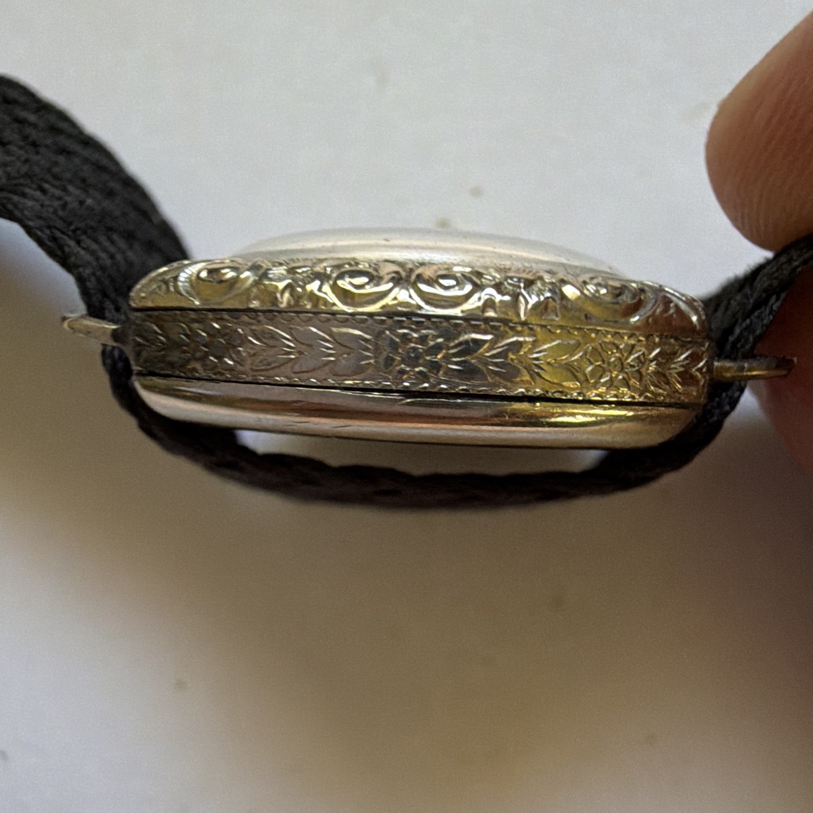 Elgin Vintage Art Deco Mechanical Small Seconds White Arabic Dial Black Nylon