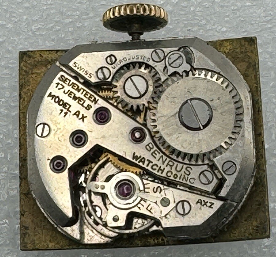 Benrus, Tank Style, Mechanical Watch With Box, Parts/ Repair, Vintage