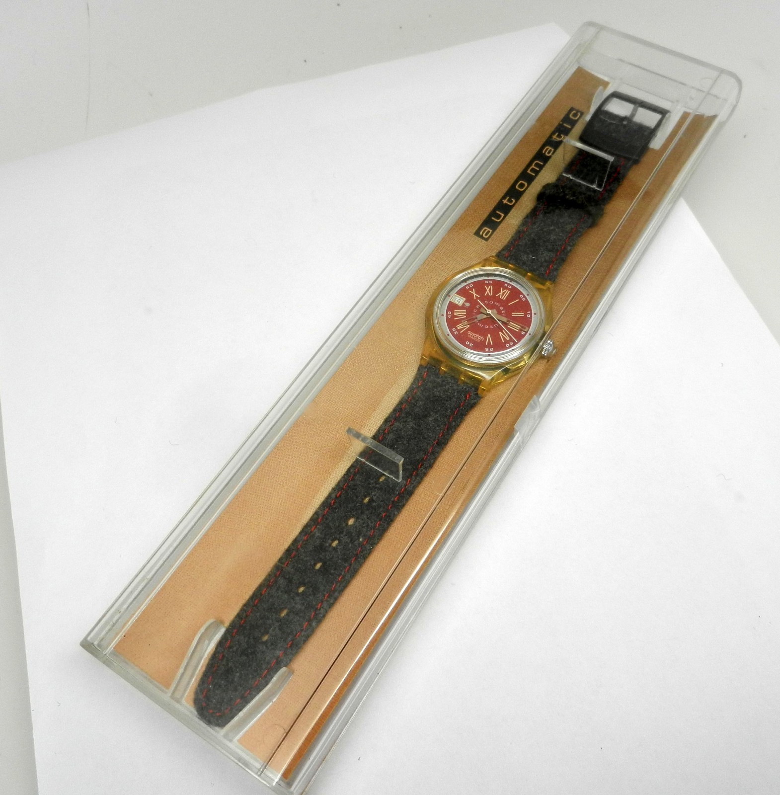 Vintage 37mm Swatch Originals Automatic 1993 Watch NOS New Old Stock Burgundy
