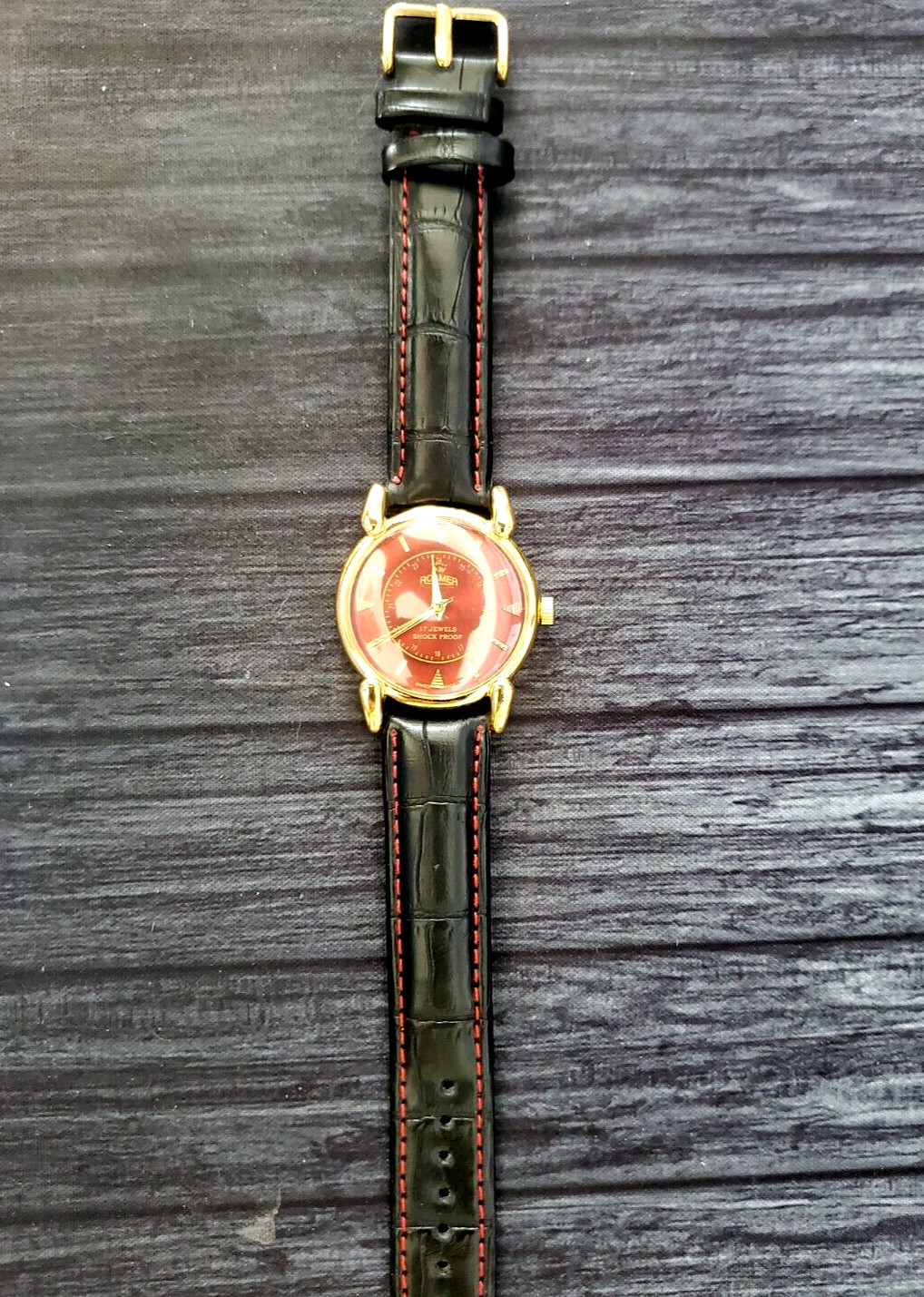 RARE Roamer Brevete Dauphine Swiss Mens Mechanical Watch RED Satin Dial Serviced