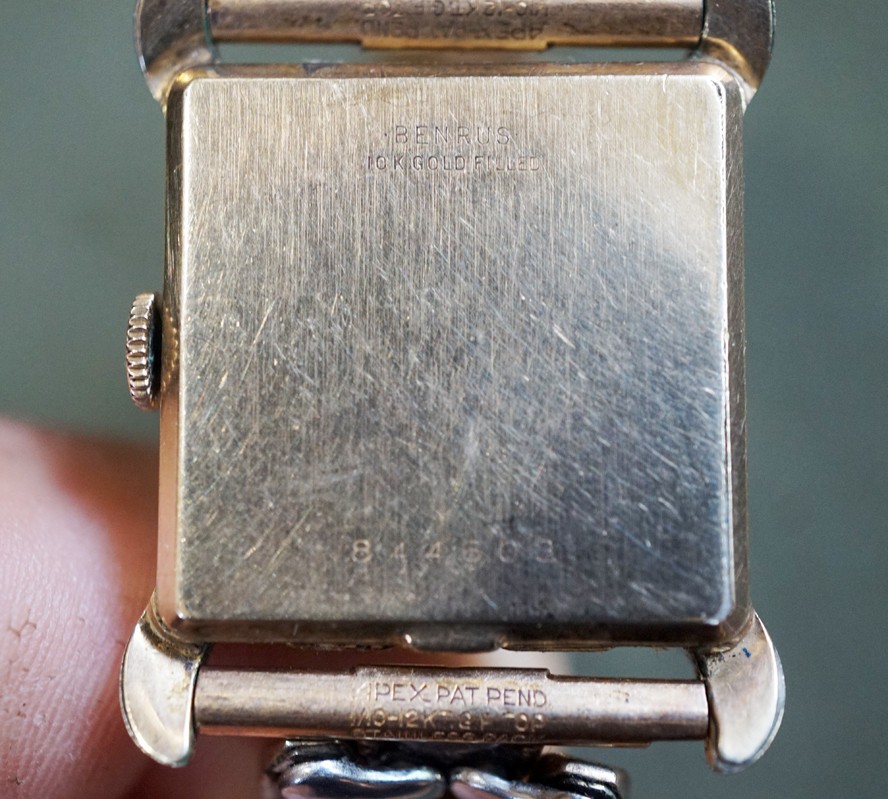 Vintage BENRUS ENDURABLE 10K Gold Filled Mens 17J Art Deco Tank Watch BA-4