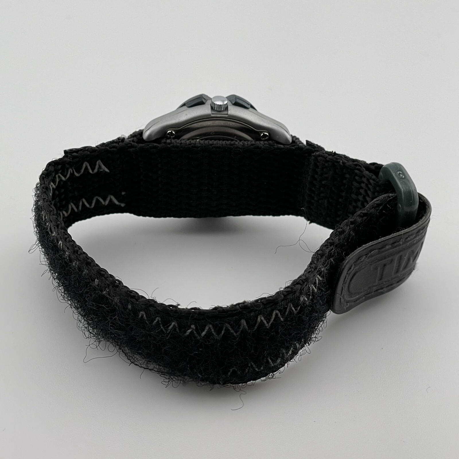 Timex Indiglo Watch Vintage Date Flames 31mm Case One Piece Nylon Strap Quartz
