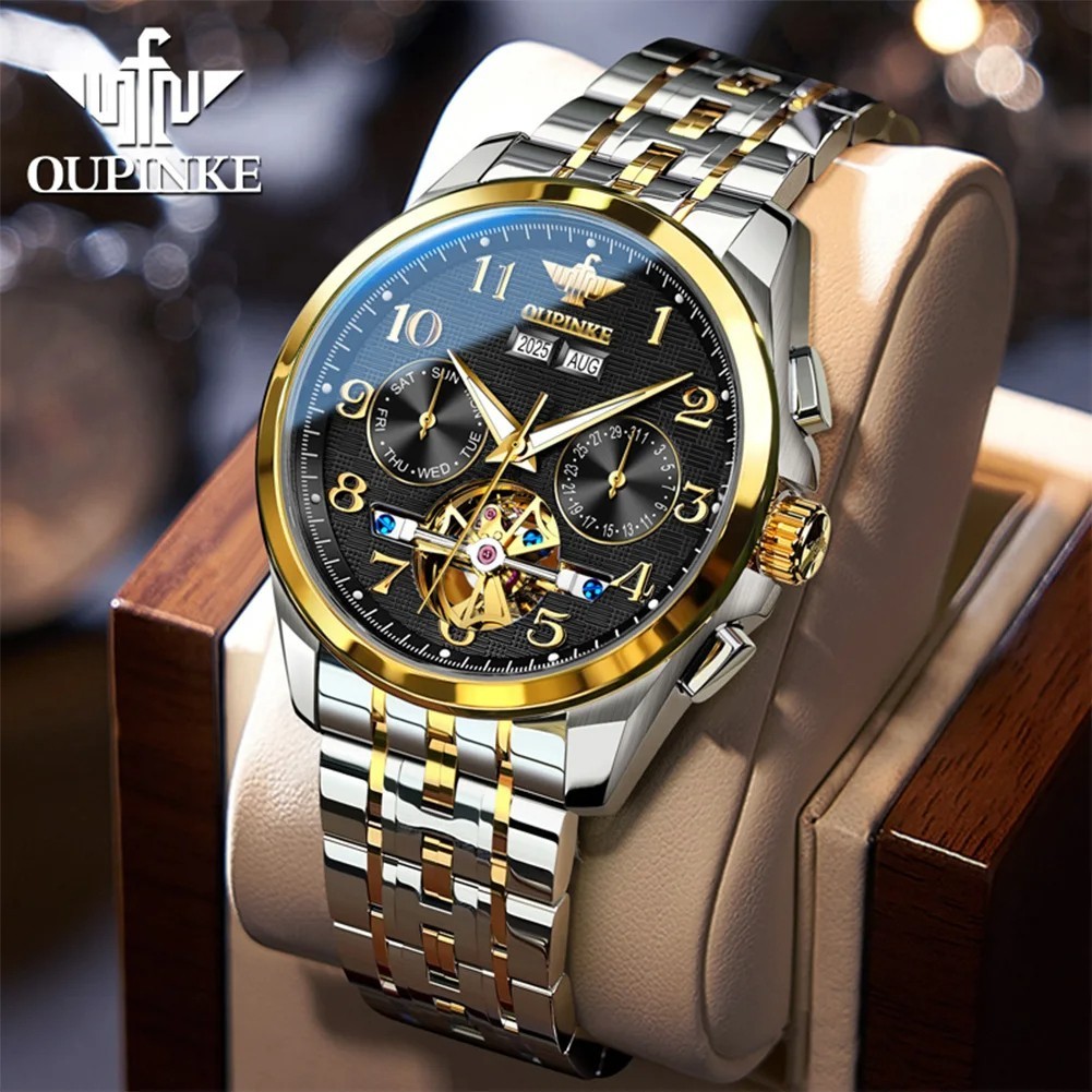 Automatic Mechanical Watch Waterproof Skeleton Luxury Dial Men’s Men Strap