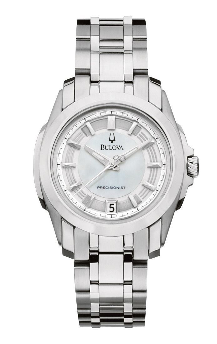 Bulova Precisionist 96M108 Women’s Round Mother of Pearl Analog Date Watch