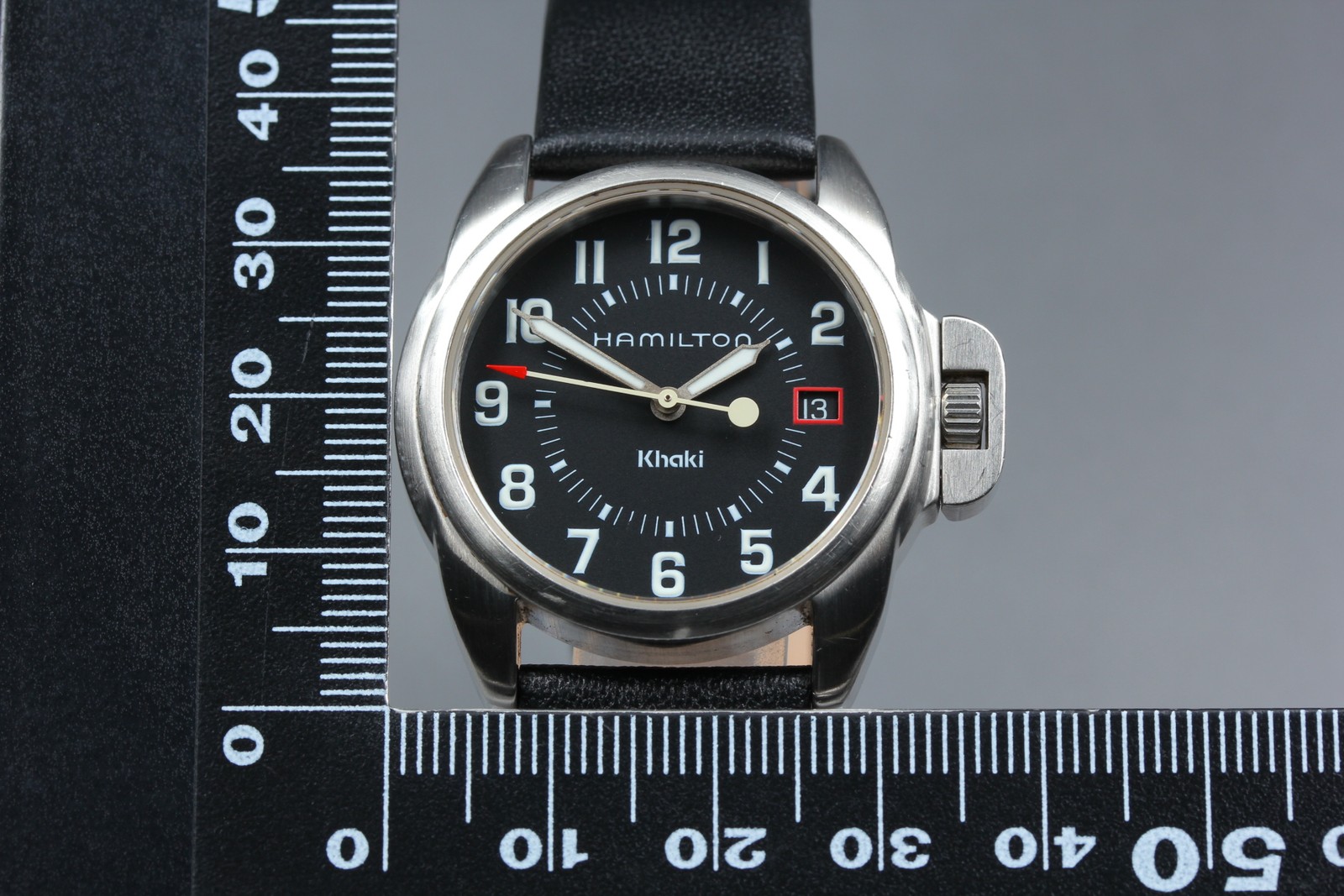 Hamilton 6301 Khaki Action Black Dial Date Qz Men’s Watch New Strap [Near MINT]