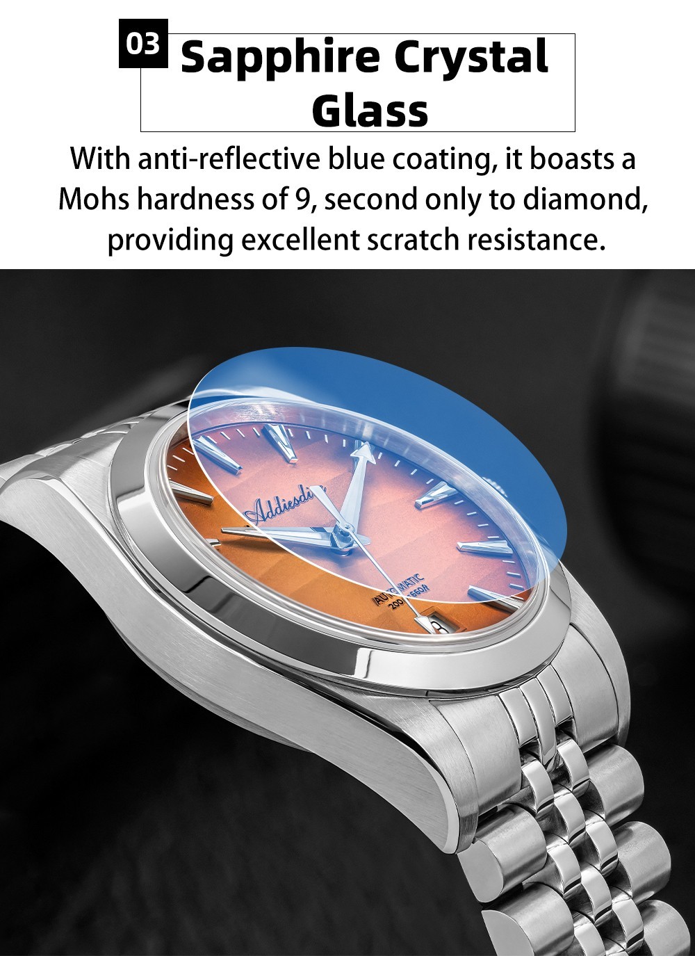 ADDIESDIVE AD2540 39mm Automatic Watch Red Wave Waterproof Citizen Miyota New