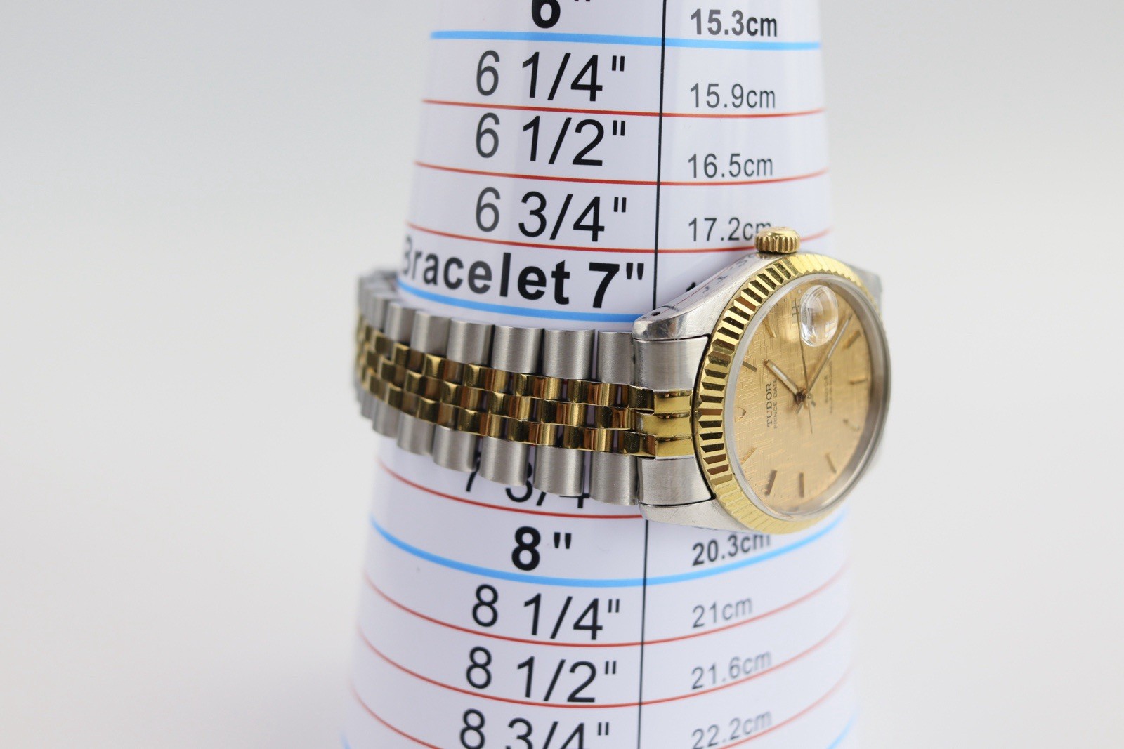 Tudor Rolex Prince Date 74033 Gold Linen Dial 18K Crown Jubilee Watch Vintage