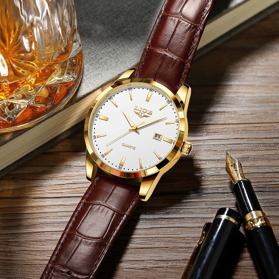 LIGE Men Watch Business Quartz Date Luminous Women Dress Wrist Watch Waterproof