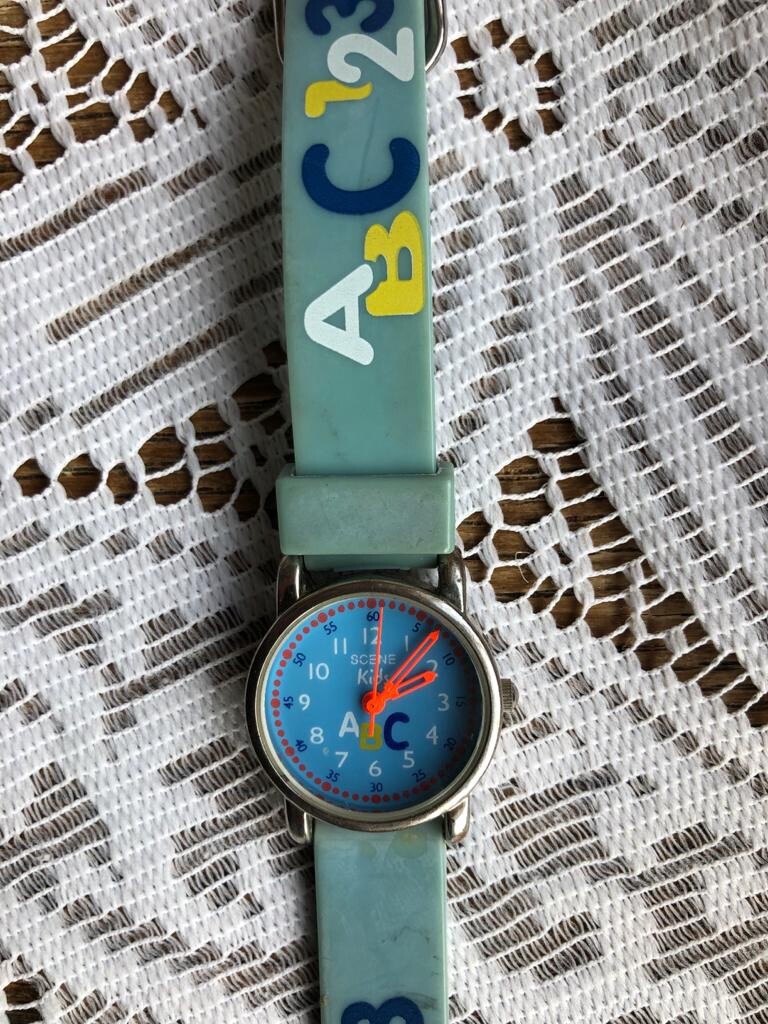 Scene Boys Time Teacher Numerical Blue Silicone Strap Watch