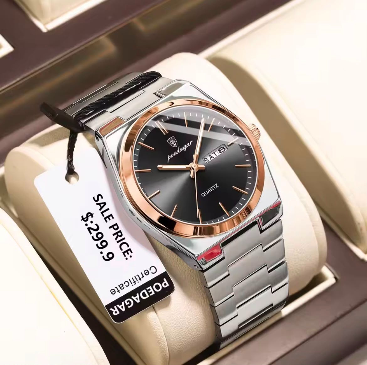 POEDAGAR Luxury Men’s Watches Waterproof Luminous Date Week Men Watch Stainless