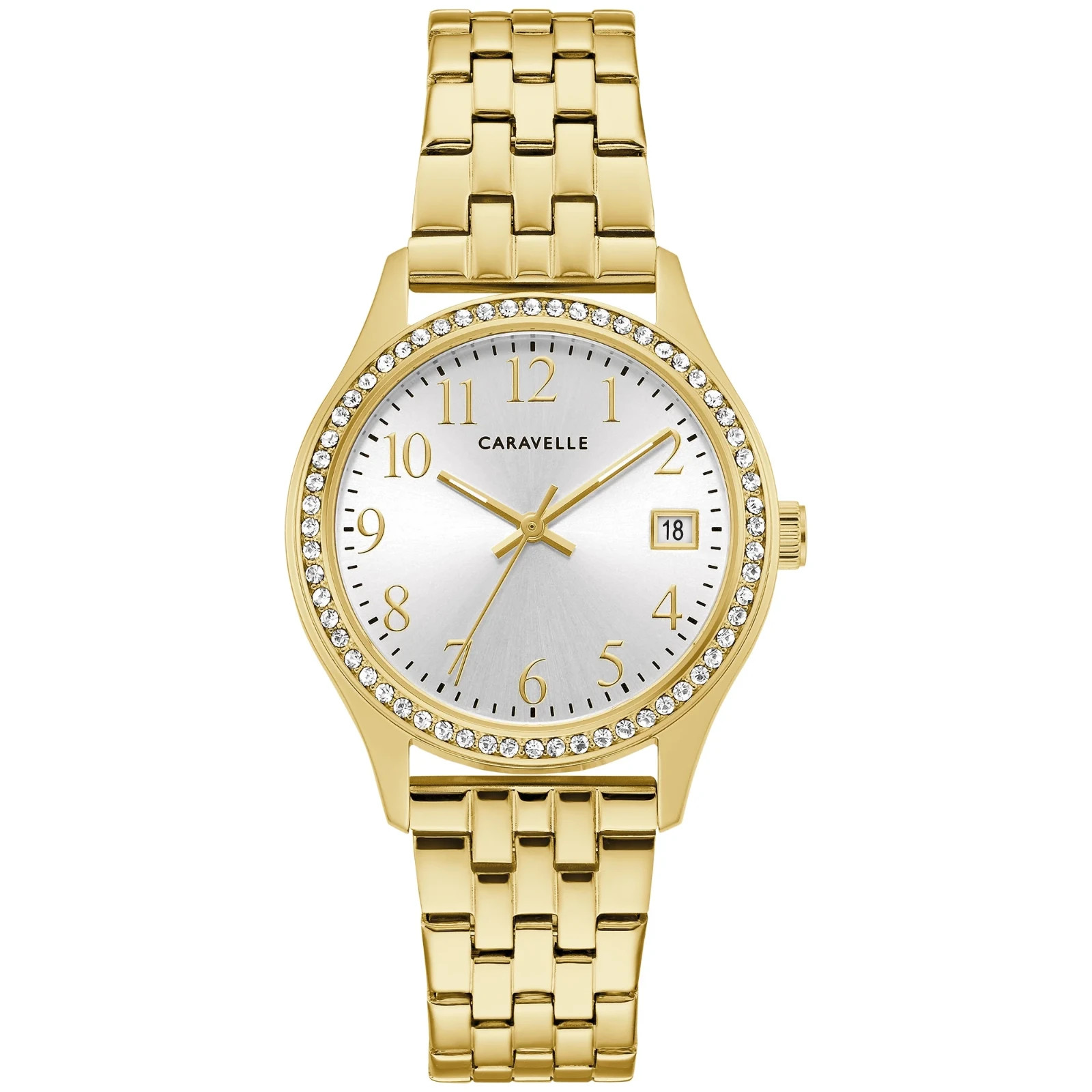 Caravelle by Bulova Womens Crystal Accent Gold Tone Stainless 44X101