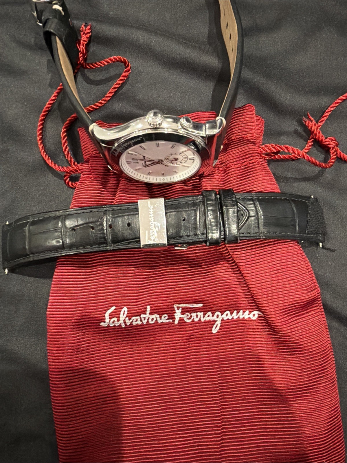 salvador ferragamo Men’s Quartz Movement Stainless Steel On A Leather Band ￼