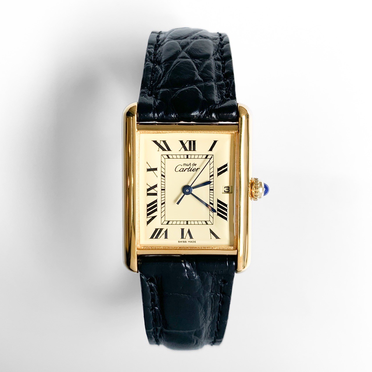 CARTIER Must Tank XL Date 3-Hand Beige Roman Dial Gold mens Watches Watch