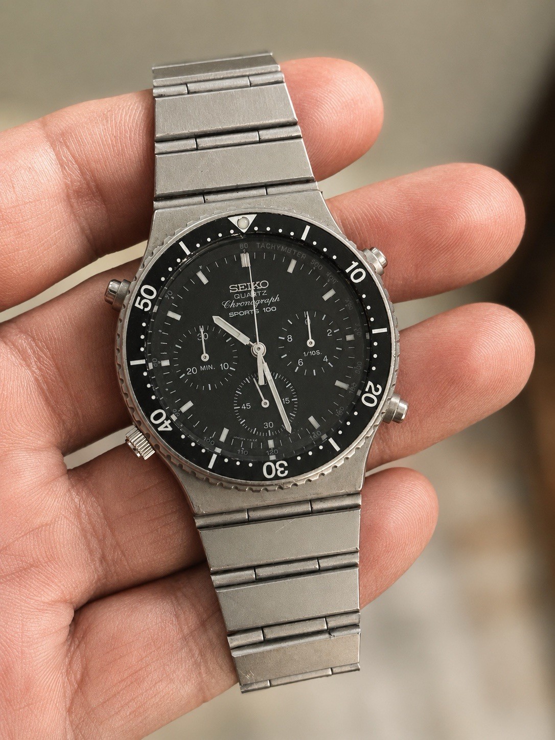 😍RUNS PERFECT! Vintage 1980s SEIKO SPEEDMASTER Ref 7A28-7040 40mm Quartz Chrono