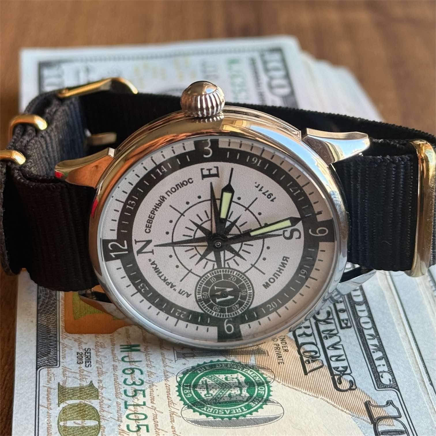 Watch Mechanical Wrist Molniya Compass Men’s Russian Soviet USSR Strap Vintage