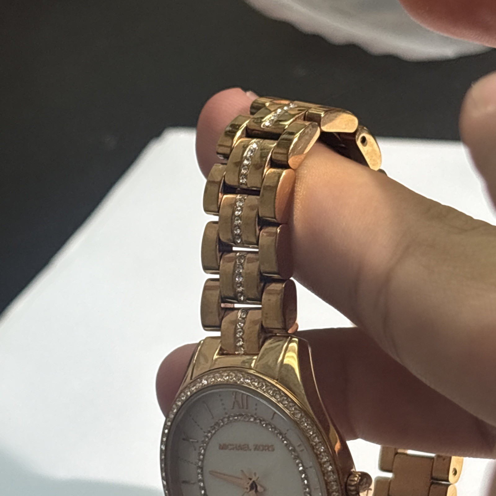 Michael KORS Watch Gold Plated MOP DIAL Fits Wrist Size 6.5”