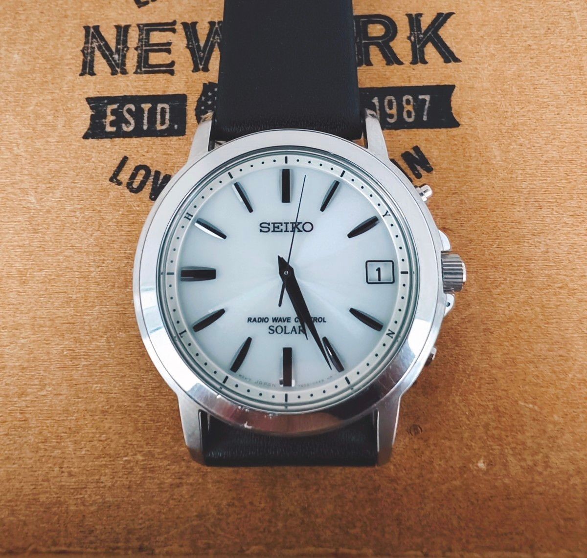 SEIKO Seiko 7B52 Radio Solar 3 Hands White Dial White Silver Simple Calendar Cas