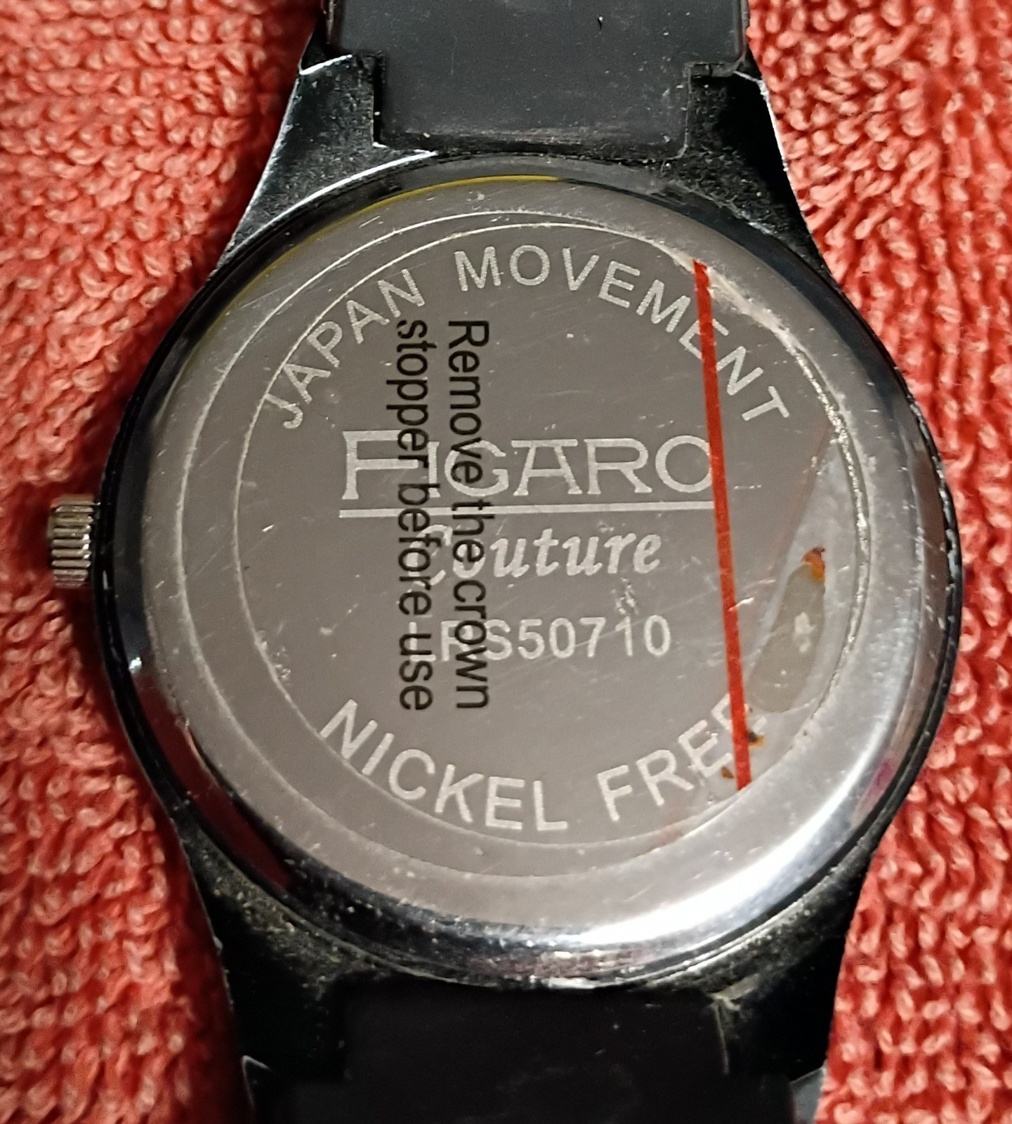 Figaro Couture Quartz Japan movement Watch BLK Rubber Strap Costume Jewelry