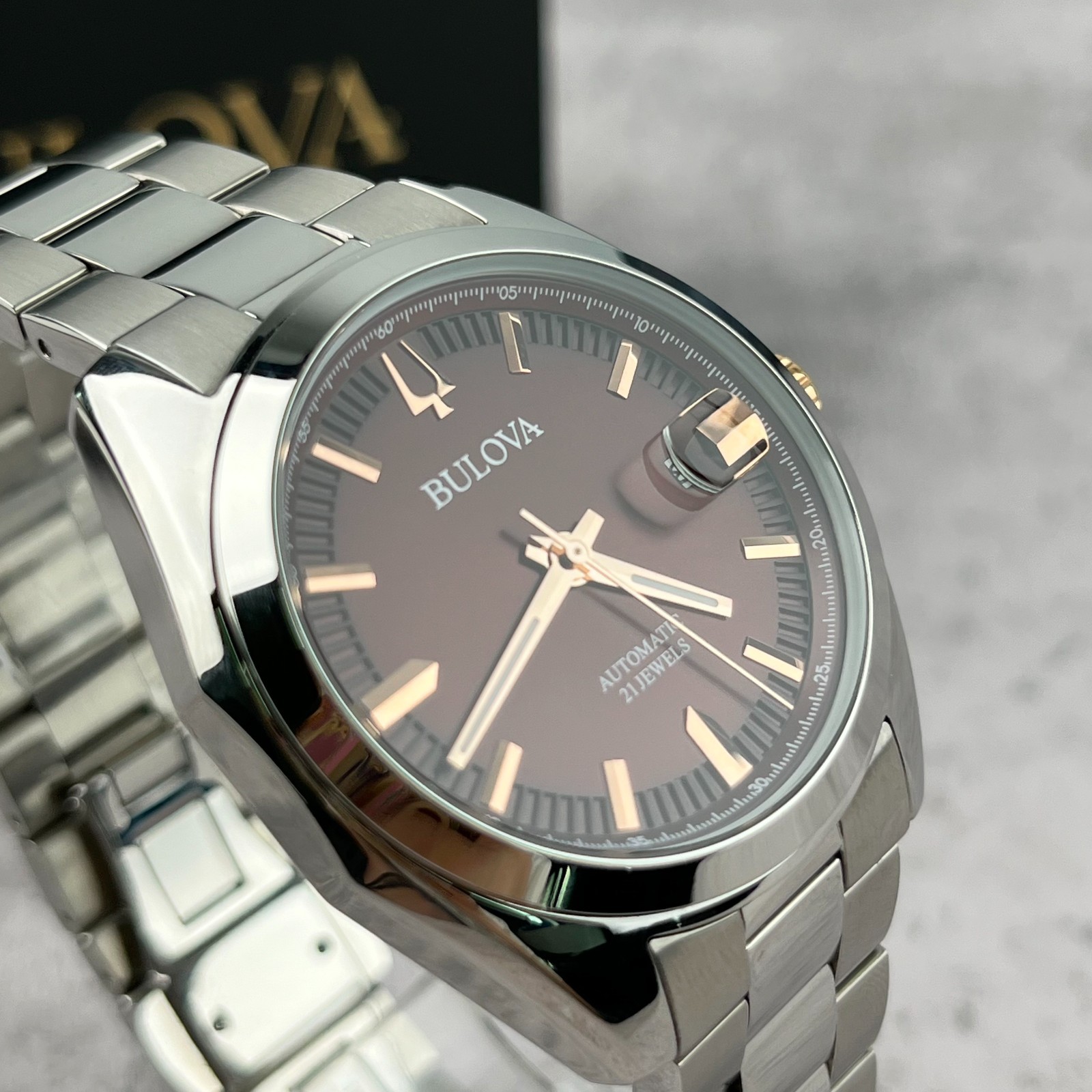 Bulova Surveyor Automatic Watch 98B422 Red Dial Stainless Steel Men’s Watch